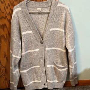 a new day Gray and White Striped Cardigan